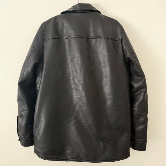 Levis Faux Black Leather Sherpa Lined Trucker Jacket Men’s Small -Levi Red Label - Picture 6 of 16